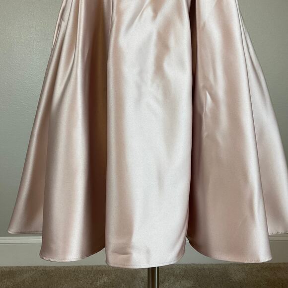 Betsy & Adam Mini Fit and Flare Cocktail Dress Size 8 Black Knit and Pink Satin - Picture 7 of 12